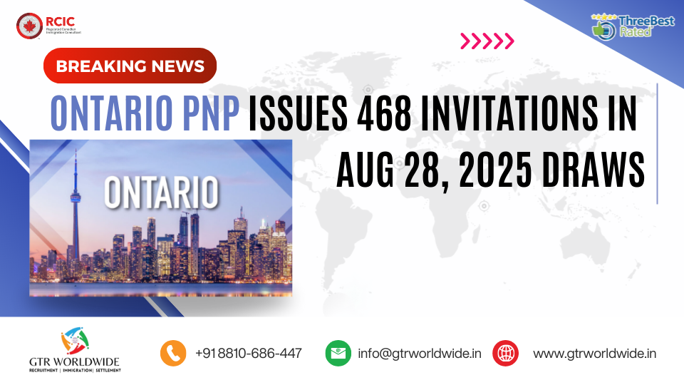 Ontario PNP Issues 468 Invitations in August 28, 2025 Draws
