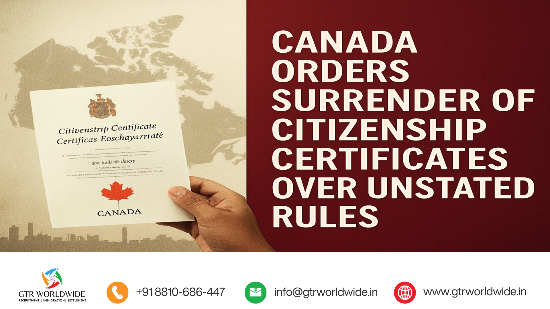 Canada Orders Surrender of Citizenship Certificates Over Unstated Rules